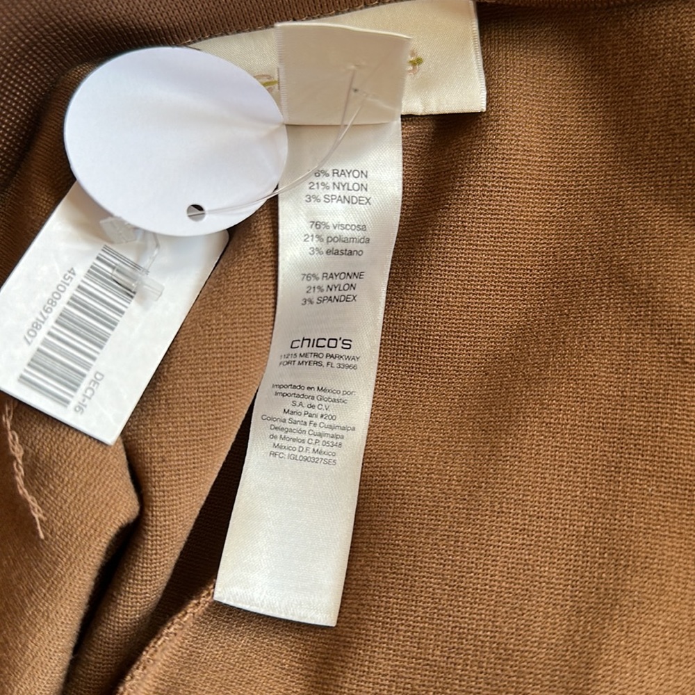 Chico’s Juliet Ankle Pant Ultimate Fit Brevity Brown Tan Ponte Knit Pants 2 NWT - Picture 12 of 16
